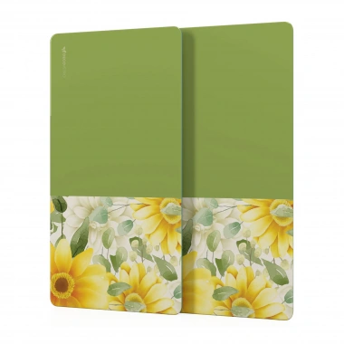 Decovetro Cam Kahve Sofra Sunum Tablası 2li Set Vintage Yeşil Sarı Çiçek 30 x 15 cm