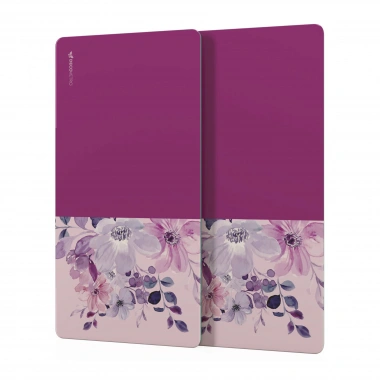 Decovetro Cam Kahve Sofra Sunum Tablası 2li Set Vintage Mor Çiçekler 30 x 15 cm