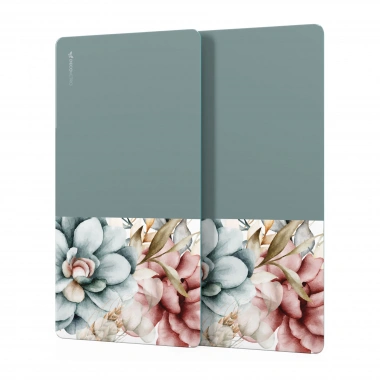 Decovetro Cam Kahve Sofra Sunum Tablası 2li Set Vintage Gri Çiçek 30 x 15 cm