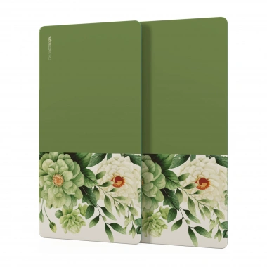 Decovetro Cam Kahve Sofra Sunum Tablası 2li Set Vintage Yeşil Çiçekler 30 x 15 cm