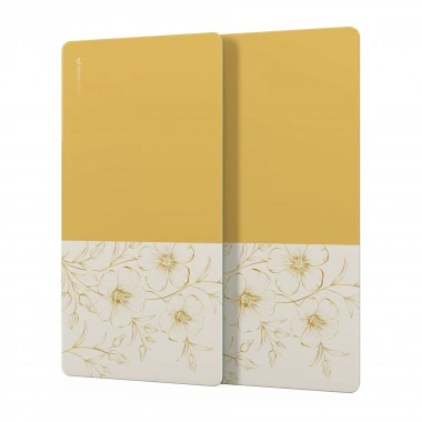 Decovetro Cam Kahve Sofra Sunum Tablası 2li Set Vintage Sarı Çiçek 30 x 15 cm