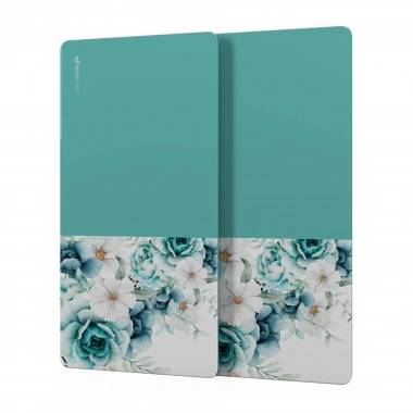 Decovetro Cam Kahve Sofra Sunum Tablası 2li Set Vintage Turkuaz Gül 30 x 15 cm