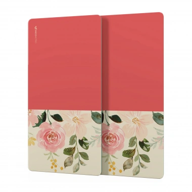 Decovetro Cam Kahve Sofra Sunum Tablası 2li Set Vintage Pembe Çiçek 30 x 15 cm