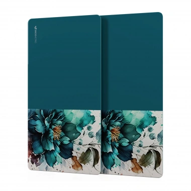 Decovetro Cam Kahve Sofra Sunum Tablası 2li Set Vintage Green Flowers 30 x 15 cm