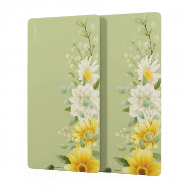 Decovetro Cam Kahve Sofra Sunum Tablası 2li Set Vintage Daisy 30 x 15 cm
