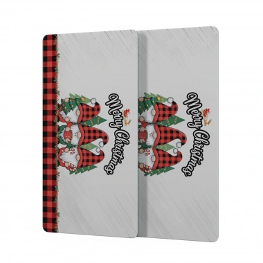 Decovetro Cam Kahve Sofra Sunum Tablası 2li Set Yılbaşı Gnome Cüce Desenli 30 x 15 cm