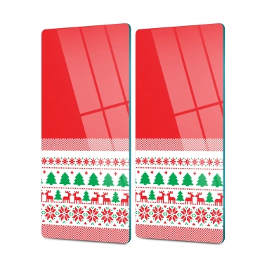 Decovetro Cam Kahve Sofra Sunum Tablası 2li Set Kırmızı Ekose Dokuma Desenli 30 x 15 cm