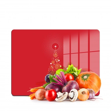 Decovetro Cam Kesme Tahtası ve Sunumluk Kırmızı Yılbaşı Ağacı Desenli 20x30 cm