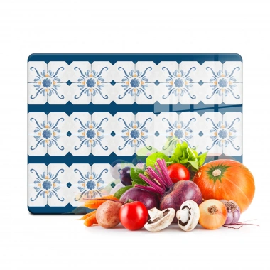 Decovetro Cam Kesme Tahtası ve Sunumluk Alaçatı Çini Desenli 20x30 Cm