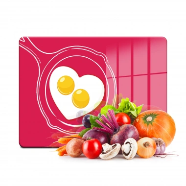 Decovetro Cam Kesme Tahtası ve Sunumluk Aşk Yumurtası Desenli 20x30 Cm