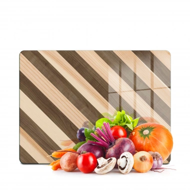 Decovetro Cam Kesme Tahtası ve Sunumluk Karışık Ahşap Desenli 20x30 cm