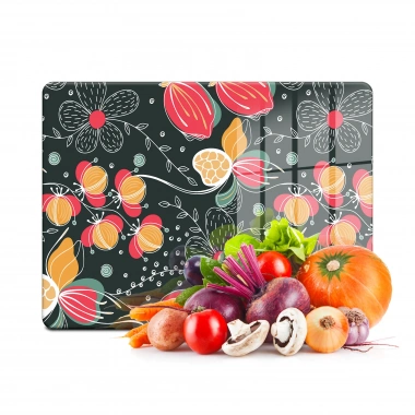 Decovetro Cam Kesme Tahtası ve Sunumluk Çiçek Desenli 20x30 Cm