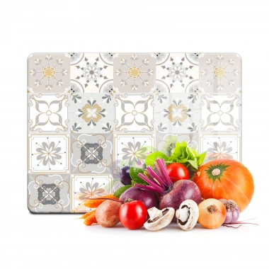 Decovetro Cam Kesme Tahtası ve Sunumluk Çini Desenli 20x30 Cm