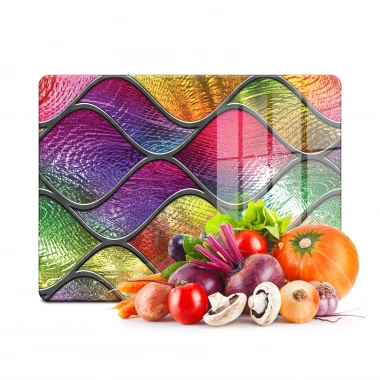 Decovetro Cam Kesme Tahtası ve Sunumluk Dalgalı Vitray Desenli 30x40 Cm