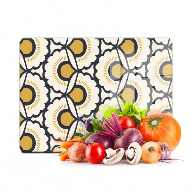 Decovetro Cam Kesme Tahtası ve Sunumluk Dekoratif Çiçek Desenli 20x30 Cm