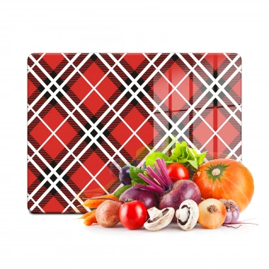 Decovetro Cam Kesme Tahtası ve Sunumluk Ekose Desenli 20x30 Cm