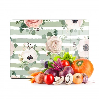 Decovetro Cam Kesme Tahtası ve Sunumluk Gül Desenli 20x30 Cm