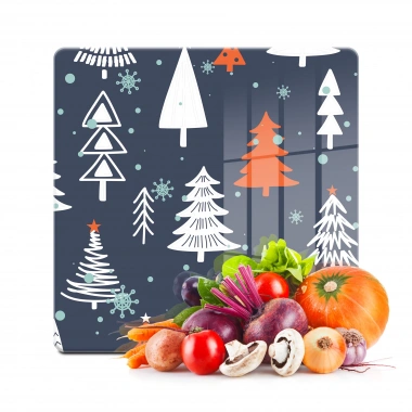 Decovetro Cam Kesme Tahtası ve Sunumluk Kare Ağaç Desenli 30x30 Cm