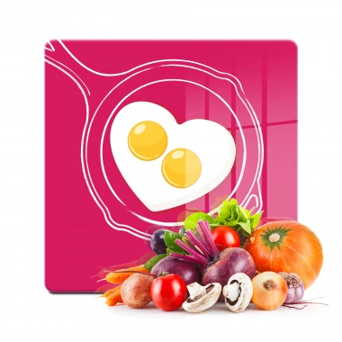 Decovetro Cam Kesme Tahtası ve Sunumluk Kare Aşk Yumurtası Desenli 30x30 Cm