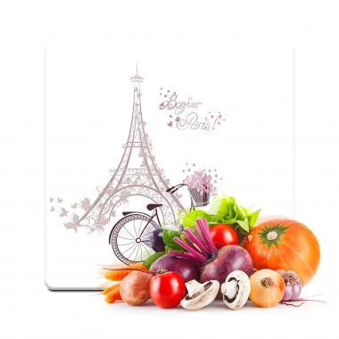 Decovetro Cam Kesme Tahtası ve Sunumluk Kare Bonjour Paris 30x30 Cm