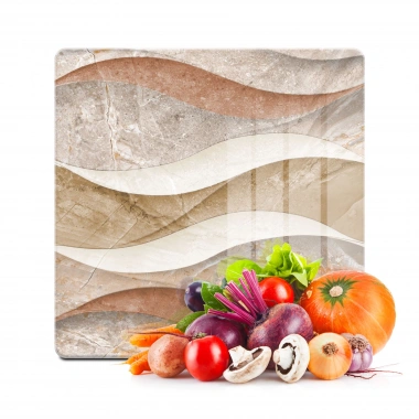 Decovetro Cam Kesme Tahtası ve Sunumluk Kare Dalgalı Mermer Desenli 30x30 Cm