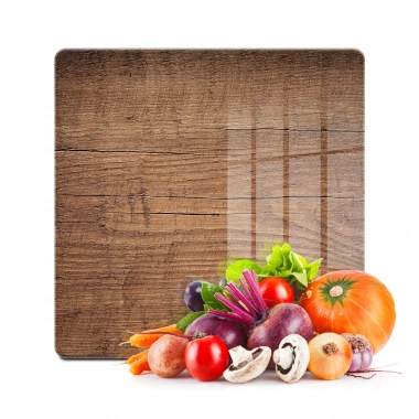 Decovetro Cam Kesme Tahtası ve Sunumluk Kare Eski Ahşap Desenli 30x30 Cm