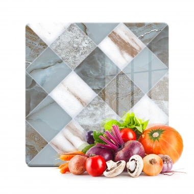 Decovetro Cam Kesme Tahtası ve Sunumluk Kare Gri Mermer Desenli 30x30 Cm