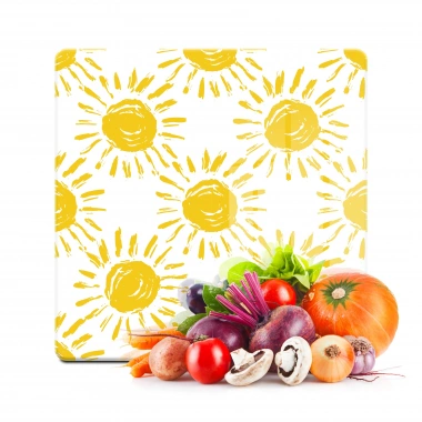 Decovetro Cam Kesme Tahtası ve Sunumluk Kare Güneş Desenli 30x30 Cm