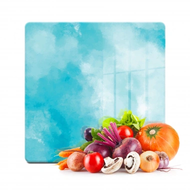 Decovetro Cam Kesme Tahtası ve Sunumluk Kare Mavi Bulut Desenli 30x30 Cm