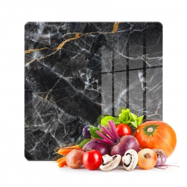 Decovetro Cam Kesme Tahtası ve Sunumluk Kare Siyah Mermer Desenli 30x30 Cm