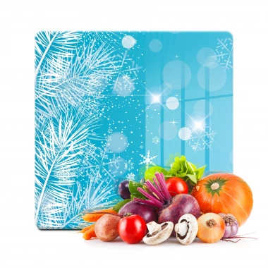 Decovetro Cam Kesme Tahtası ve Sunumluk Kare Yılbaşı Ağaç Desenli 30x30 Cm