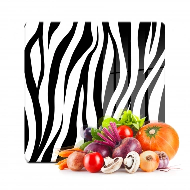 Decovetro Cam Kesme Tahtası ve Sunumluk Kare Zebra Desenli 30x30 Cm