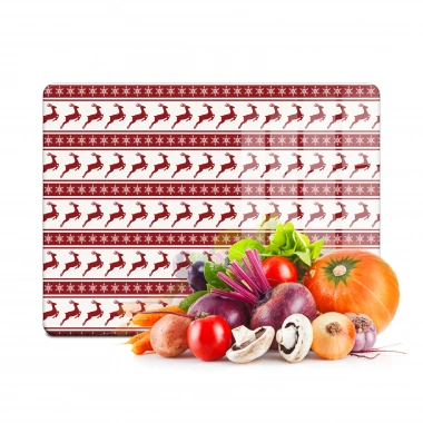 Decovetro Cam Kesme Tahtası ve Sunumluk Kırmızı Geyik Desenli 30x40 Cm