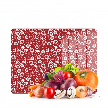 Decovetro Cam Kesme Tahtası ve Sunumluk Kırmızı Yılbaşı Desenli 30x40 cm