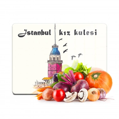 Decovetro Cam Kesme Tahtası ve Sunumluk Kız Kulesi Desenli 20x30 Cm