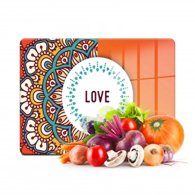 Decovetro Cam Kesme Tahtası ve Sunumluk Love Desenli 20x30 Cm