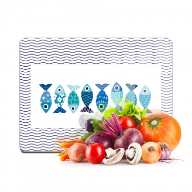 Decovetro Cam Kesme Tahtası ve Sunumluk Marine Cute Fish 20x30 Cm