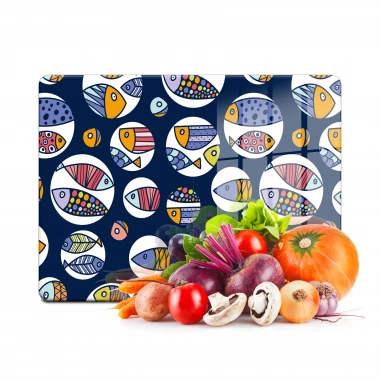 Decovetro Cam Kesme Tahtası ve Sunumluk Marine Fish Buble 20x30 Cm