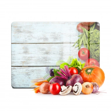 Decovetro Cam Kesme Tahtası ve Sunumluk Mavi Ahşap Desenli 20x30 Cm