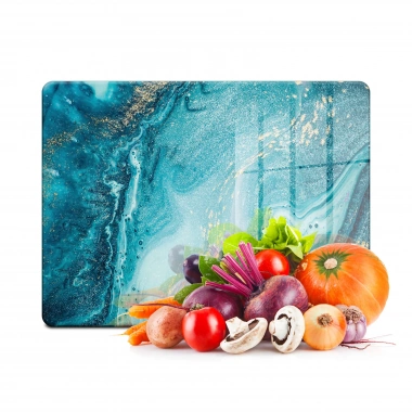 Decovetro Cam Kesme Tahtası ve Sunumluk Mavi Mermer Desenli 20x30 Cm