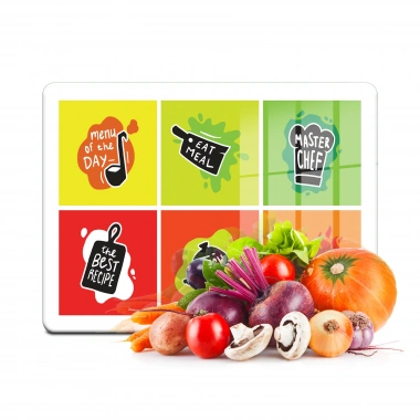 Decovetro Cam Kesme Tahtası ve Sunumluk Menu Of Day Desenli 20x30 Cm