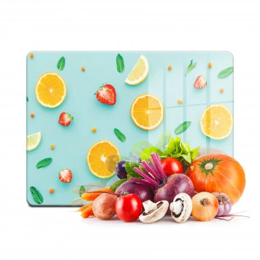 Decovetro Cam Kesme Tahtası ve Sunumluk Meyve Desenli 20x30 Cm