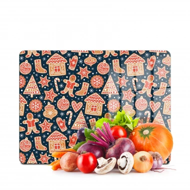 Decovetro Cam Kesme Tahtası ve Sunumluk Yılbaşı Kurabiye Desenli 20x30 cm