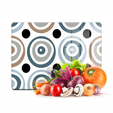 Decovetro Cam Kesme Tahtası ve Sunumluk Retro Yuvarlak Desenli 20x30 Cm