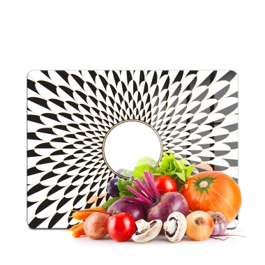 Decovetro Cam Kesme Tahtası ve Sunumluk Amore Siyah Beyaz Ayna Görünümü Desenli 20x30 cm