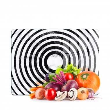 Decovetro Cam Kesme Tahtası ve Sunumluk Siyah Beyaz Karışık Mermer Desenli 30x40 cm