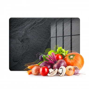 Decovetro Cam Kesme Tahtası ve Sunumluk Siyah Taş Desenli 20x30 Cm