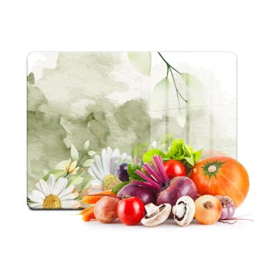 Decovetro Cam Kesme Tahtası ve Sunumluk Suluboya Papatya Desenli 20x30 Cm