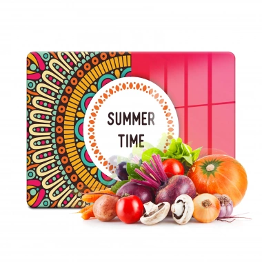 Decovetro Cam Kesme Tahtası ve Sunumluk Summer Time Desenli 30x40 Cm