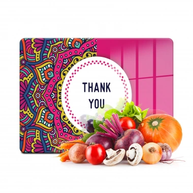 Decovetro Cam Kesme Tahtası ve Sunumluk Thank You Desenli 30x40 Cm